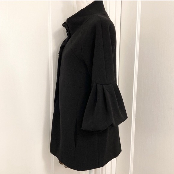 Kensie Black Bell Sleeved Coat - Picture 5 of 13